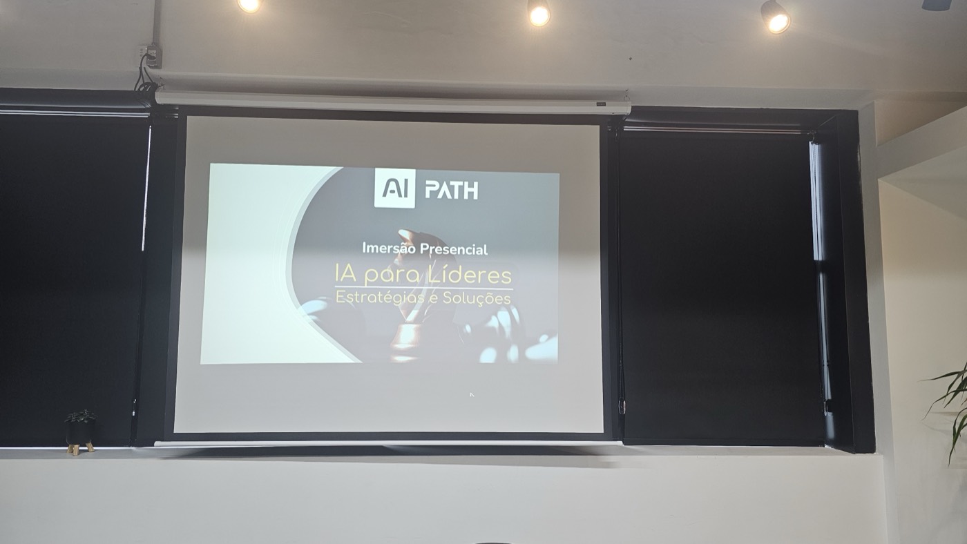 Slide de abertura da imersão presencial IA para Líderes – Estratégias e Soluções